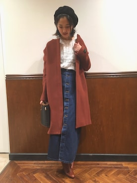 「nano・universe」｜「アイテム（ハンチング/ベレー帽）」を使った、nano・universe 札幌ステラプレイス STAFFさん（レディース・160cm）の秋コーディネート