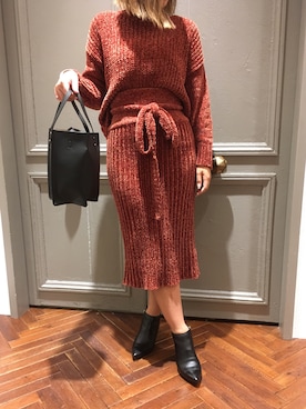 「NANO universe（ナノユニバース）のアイテム（ブーティ）」を使った、nano・universe 札幌ステラプレイス STAFFさん（レディース・160cm）の秋コーディネート