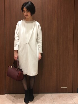 「MARCO BIANCHINI（マルコビアンチーニ）のアイテム（ショルダーバッグ）」を使った、nano・universe 札幌ステラプレイス STAFFさん（レディース・156cm）の冬コーディネート