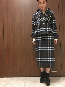 「チェック柄」｜「アイテム（その他アウター）」を使った、nano・universe 札幌ステラプレイス STAFFさん（レディース・160cm）の秋コーディネート