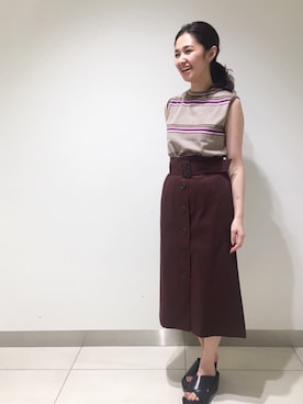 「ノースリーブニット」｜nano・universe 札幌ステラプレイス STAFFさん（レディース・160cm）の夏コーディネート