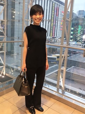 「アイテム（イヤリング、グリーン系）」を使った、nano・universe 札幌ステラプレイス STAFFさん（レディース・160cm）の夏コーディネート