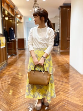 「クルーネックカーディガン」｜nano・universe 札幌ステラプレイス STAFFさん（レディース・147cm）の春コーディネート