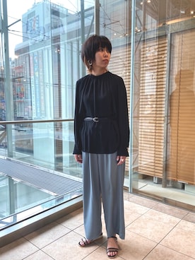 「ギャザーブラウス」｜nano・universe 札幌ステラプレイス STAFFさん（レディース・156cm）の春コーディネート