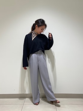 「トングサンダル」｜「アイテム（財布/小物）」を使った、nano・universe 札幌ステラプレイス STAFFさん（レディース・155cm）の秋コーディネート