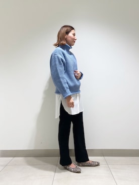 「NANO universe（ナノユニバース）のフェイクレザーフラットシューズ（パンプス）」を使った、nano・universe 札幌ステラプレイス STAFFさん（レディース・164cm）の秋コーディネート