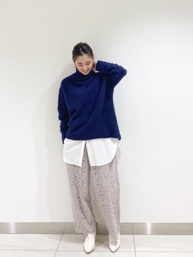 「LEINER（レイナー）のアイテム」を使った、nano・universe 札幌ステラプレイス STAFFさん（レディース・158cm）の冬コーディネート