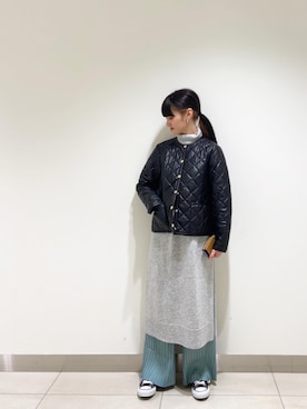 「nano・universe」｜「アイテム（ノーカラージャケット）」を使った、nano・universe 札幌ステラプレイス STAFFさん（レディース・158cm）の冬コーディネート