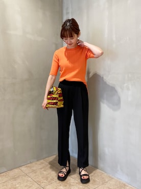 「スラックスパンツ」｜nano・universe 札幌ステラプレイス STAFFさん（レディース・159cm）の夏コーディネート