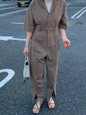 「スリット」｜「アイテム（オールインワン・サロペット）」を使った、フウカさん（レディース・161cm）の夏コーディネート