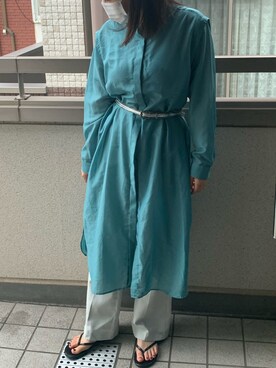 「いいね返し」｜「アイテム（シャツワンピース）」を使った、フウカさん（レディース・161cm）の夏コーディネート