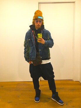 「アイテム（ニットキャップ/ビーニー）」を使った、rikkunbikkunさん（メンズ・171cm・20代）の春コーディネート