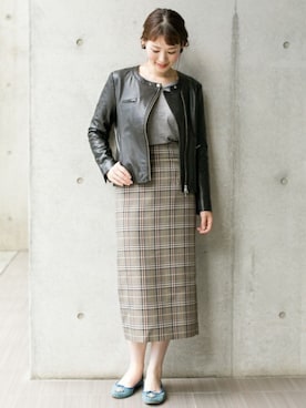 「URBAN RESEARCH ROSSO WOMEN（アーバンリサーチ　ロッソ）のアイテム（ライダースジャケット）」を使った、Hamaさん（レディース・164cm）の秋コーディネート