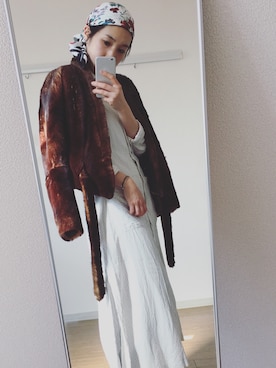 「アイテム（シャツワンピース、ホワイト系）」を使った、kilico. 宇津木明子さん（レディース・158cm）の夏コーディネート