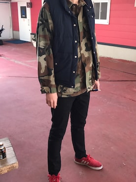 「Champion（チャンピオン）のアイテム（ダウンベスト）」を使った、Ryo-HRDさん（メンズ・188cm）の春コーディネート