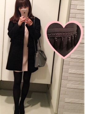 「PRADA（プラダ）のアイテム（バッグ、グレー系）」を使った、ゆみりんさん（レディース・163cm）の冬コーディネート