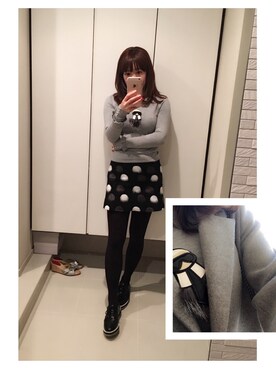 「UNITED ARROWS（ユナイテッドアローズ）の＜KAON(カオン）＞ バック フリル コート（チェスターコート、グレー系）」を使った、ゆみりんさん（レディース・163cm）の冬コーディネート