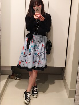 「ZARA（ザラ）のアイテム（スカート、ブルー系）」を使った、ゆみりんさん（レディース・163cm）の春コーディネート