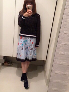 「ZARA（ザラ）のアイテム（スウェット、ブルー系）」を使った、ゆみりんさん（レディース・163cm）の春コーディネート