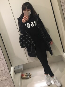 「MSGM（エムエスジーエム）のアイテム（Tシャツ/カットソー、ブラック系）」を使った、ゆみりんさん（レディース・163cm）の秋コーディネート