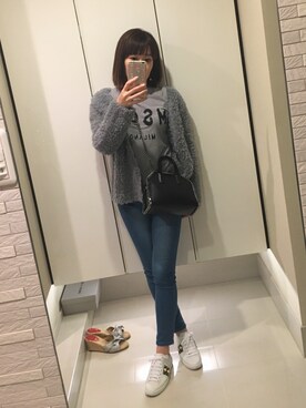 「MSGM（エムエスジーエム）のアイテム（Tシャツ/カットソー、グレー系）」を使った、ゆみりんさん（レディース・163cm）の秋コーディネート