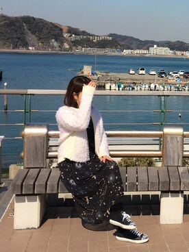 「SONIA RYKIEL（ソニアリキエル）のアイテム（ジャケット/アウター、ホワイト系）」を使った、ゆみりんさん（レディース・163cm）の冬コーディネート