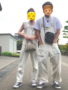 「RAGEBLUE（レイジブルー）のアイテム（オールインワン・サロペット）」を使った、meiさん（レディース・160cm）の夏コーディネート