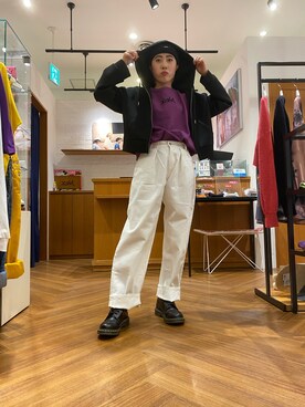 「x-girl×Champion」｜久山　由理香さん（レディース・156cm）の春コーディネート