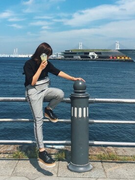 「アイテム（ボディバッグ/ウエストポーチ、シルバー系）」を使った、wacanaさん（レディース・157cm）の夏コーディネート