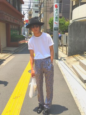 「Boston Club（ボストンクラブ）のアイテム（サングラス、ブラック系）」を使った、山口 拓さん（メンズ・170cm）の夏コーディネート