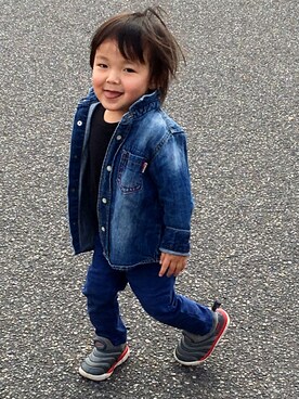 「DENIM BAR（デニム　バー）のアイテム」を使った、り　　さん（キッズ・80cm）の春コーディネート