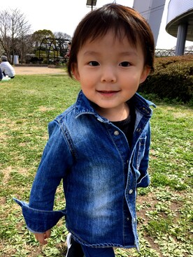 「DENIM BAR（デニム　バー）のアイテム」を使った、り　　さん（キッズ・80cm）の春コーディネート