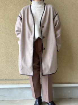 「moment+」｜「アイテム（ノーカラージャケット）」を使った、sun_iasさん（レディース・156cm）の秋コーディネート