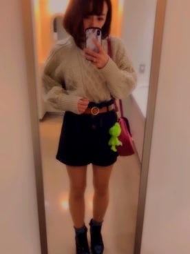 「Heather（ヘザー）のアイテム（その他パンツ、ブラック系）」を使った、ゆさん（レディース・158cm）の冬コーディネート