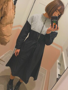 「Heather（ヘザー）のキセカエボリュームマニッシュ　812316（ドレスシューズ、ブラック系）」を使った、ゆさん（レディース・158cm）の冬コーディネート