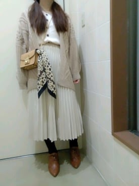 「レオパードスカーフ」｜にゃっつん。さん（レディース・164cm）の冬コーディネート