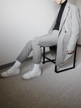 「PLST（プラステ）のアイテム（チェスターコート）」を使った、Kôkíさん（メンズ・178cm）の冬コーディネート