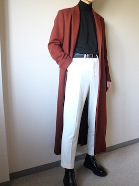 「SHAREEF（シャリーフ）のアイテム（チェスターコート）」を使った、Kôkíさん（メンズ・178cm）の冬コーディネート