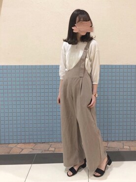 「アイテム（サロペット/オーバーオール）」を使った、Sakuさん（レディース・160cm・20代）の春コーディネート