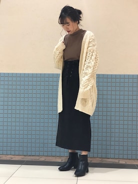 「ハイネックトップス」｜Sakuさん（レディース・160cm）の秋コーディネート