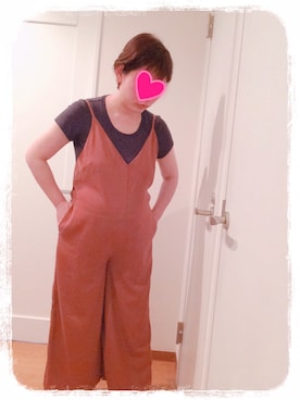 「アイテム（つなぎ/オールインワン、ベージュ系）」を使った、むんさん（レディース・160cm）の春コーディネート