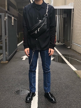 「PUBLIC TOKYO（パブリックトウキョウ）のブロークンリメイクデニム（デニムパンツ）」を使った、SuZuAさん（メンズ・170cm）の春コーディネート