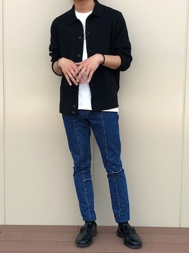 「PUBLIC TOKYO（パブリックトウキョウ）のブロークンリメイクデニム（デニムパンツ）」を使った、SuZuAさん（メンズ・170cm）の春コーディネート