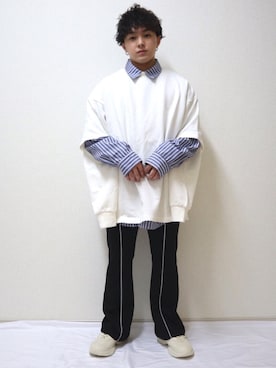 「Adoon plain（アドーンプレーン）のアイテム（パンツ）」を使った、SuZuAさん（メンズ・160cm・20代）の春コーディネート