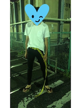 「off white（オフホワイト）のOFF-WHITE クラシックインダストリアルベルト（ベルト）」を使った、〓下駄ザムライ〓さん（メンズ・173cm）の夏コーディネート