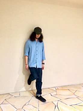 「ポールスミス」｜「アイテム（キャップ）」を使った、藤井 すぐるさん（メンズ・170cm）の夏コーディネート