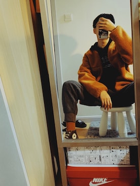 「アイテム（ノーカラージャケット、イエロー系）」を使った、北北先生爱看花さん（メンズ・183cm）の秋コーディネート