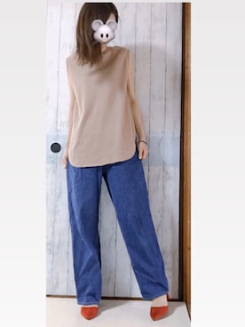 「OZOC（オゾック）のアイテム（デニムパンツ）」を使った、Yu....738さん（レディース・158cm）の夏コーディネート