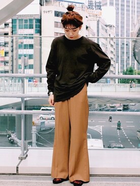 「アイテム（ヘアアクセサリー）」を使った、Kaeさん（レディース・165cm）の秋コーディネート