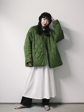 「アイテム（ハンチング/ベレー帽）」を使った、Kaeさん（レディース・165cm）の春コーディネート